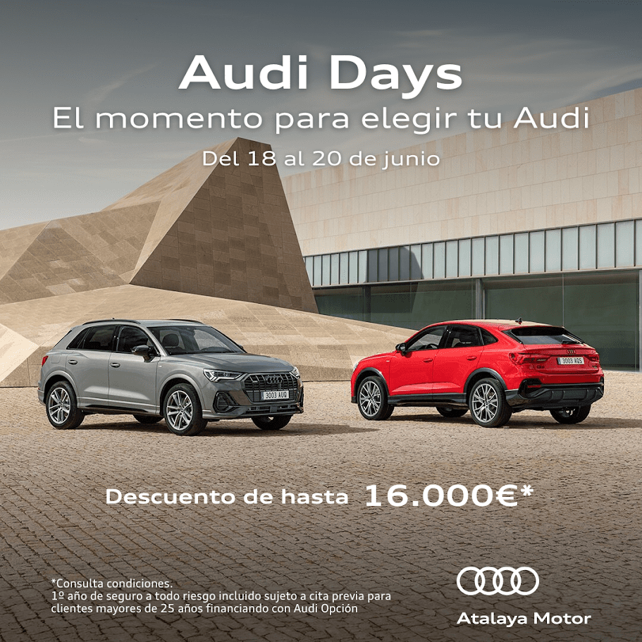 📅 Del 18 al 20 de junio disfruta de descuentos de hasta 16.000€* en tu nuevo Audi.